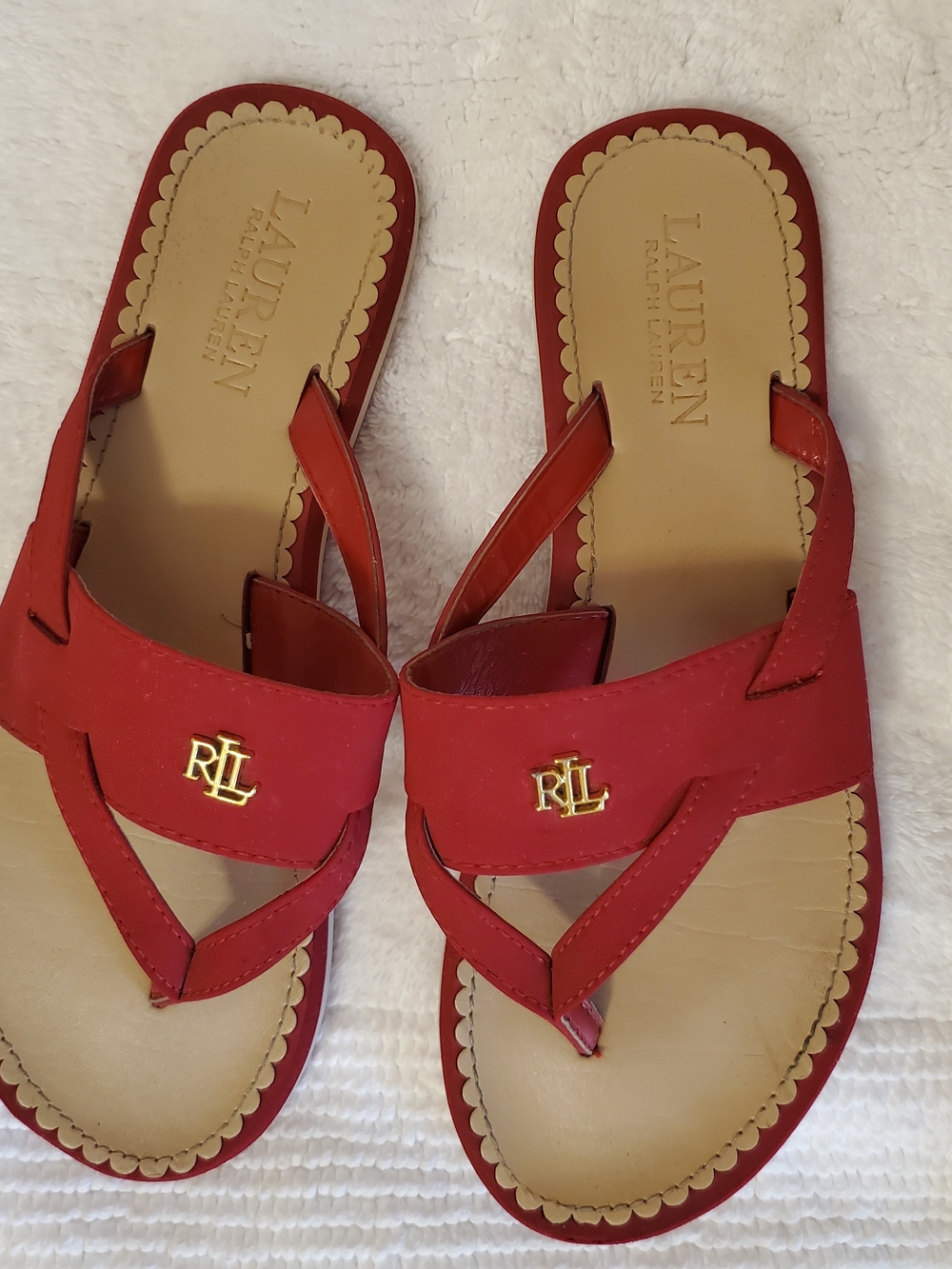 Lauren Ralph Lauren Red Adrianna Thong Sandals